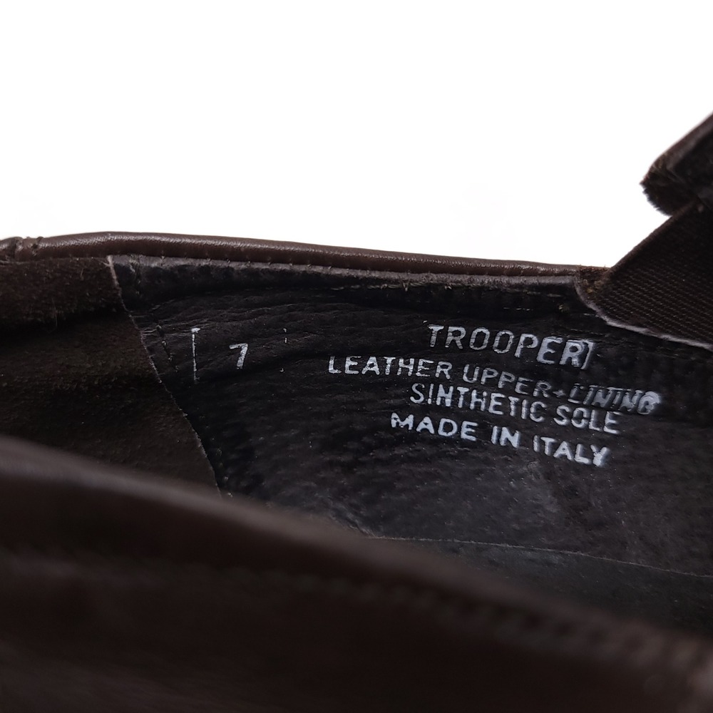 Vintage Alfani Trooper Mens 7 Brown Leather Square Toe Loafers Made in Italy - Picture 6 of 8